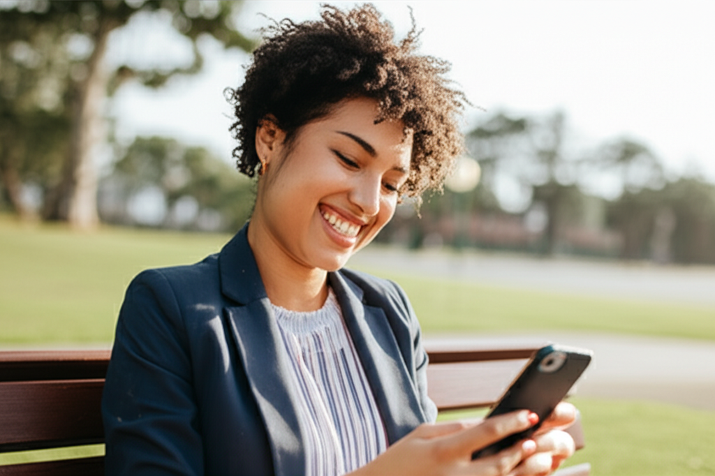 Person smiling after successful job interview
